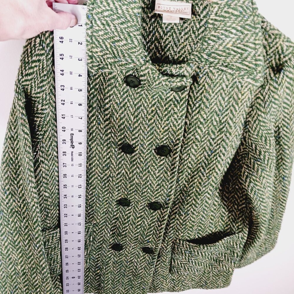 Boyne Valley Weavers Ireland, Dbl. Breasted Green/Cream Herringbone Tweed Jacket - Picture 15 of 16